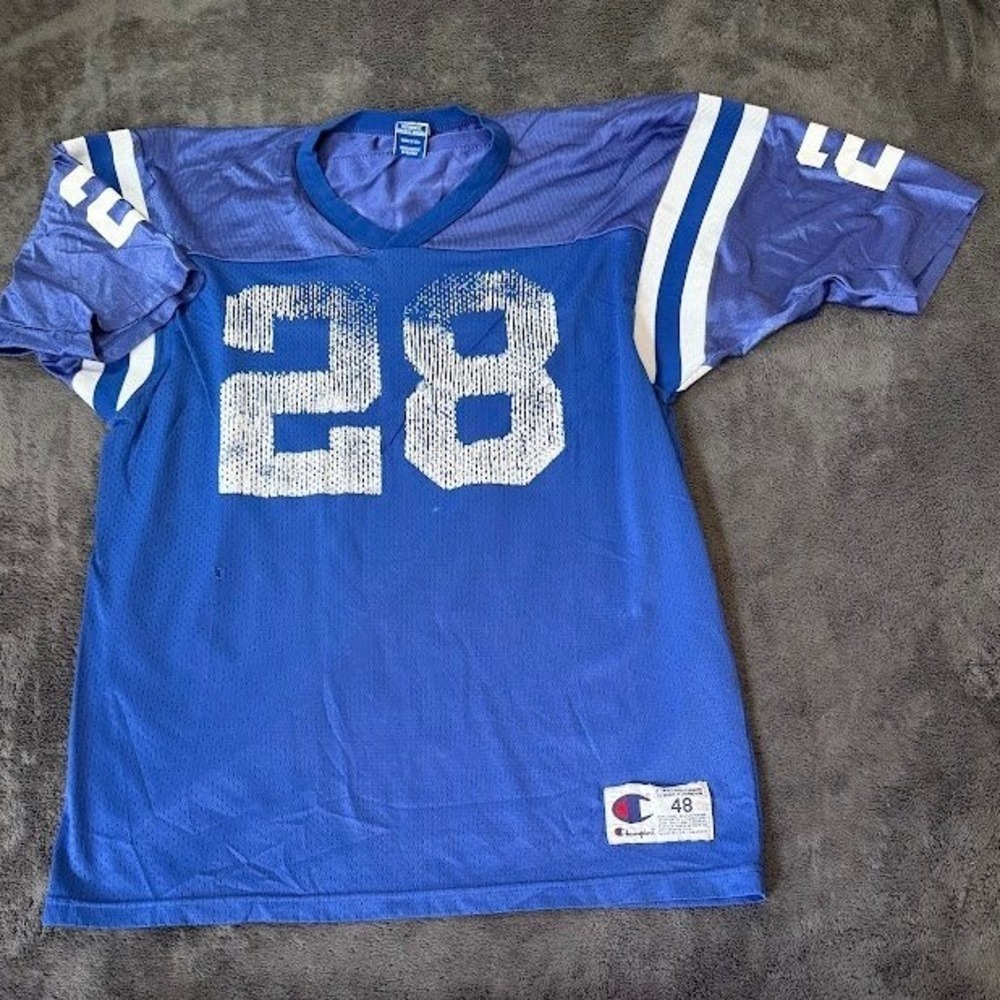Vintage Champion Indianapolis Colts Blue Jersey Faulk #28 Made in USA 48 Mens L